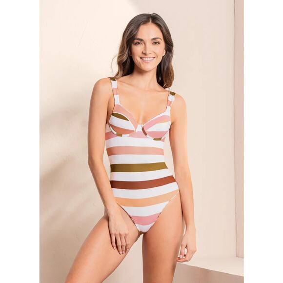 Maaji Afrodita Danish Classic One Piece Size Medium Pink White Brown Burgundy - Picture 4 of 14